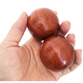 Wooden Health Ball Diameter 2.0 inches (5 cm), Made in Vietnam, Solid Rosewood, Hand Play Ball, Zen, Drawstring Bag, Set of 2