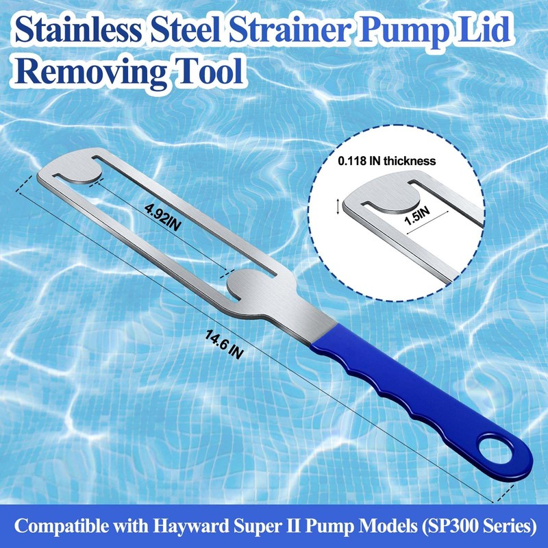 Pool Pump Lid Removal Tool with Handle Grip, Upgraded Metal