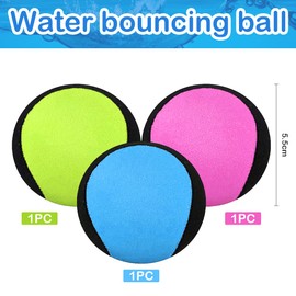 Pack of 3 Water Balls, Jumping Water Ball, Beach Ball, Water Jumping Ball, Stress Relief Ball, Water Bouncy Ball, Gift for Children, Adults, Swimming Pool, Beach, Outdoor Activities