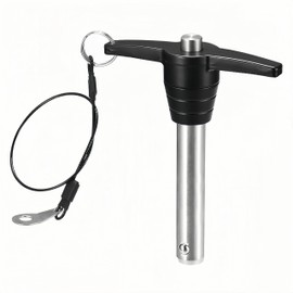 1Pc Stainless Steel T - Handle Lock Pins, 1/4"~1/2" Pin Dia. 2"~4" Usage Length Push-Button Quick Release Pin Safety Pin Handle Stop Pin with Lanyard Cable (Pin Dia(mm):16, Usage Length(MM):64)