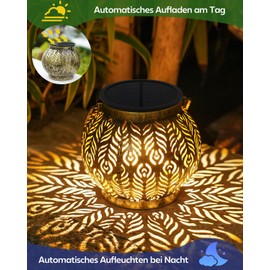 Bonsery Pack of 4 Solar Lanterns for Outdoors, IP65 Waterproof Solar Lights for Outdoor Garden, Standing & Hanging, Solar Light, Solar Lantern, Outdoor Oriental, Lantern Solar for Porch, Lawn, Yard