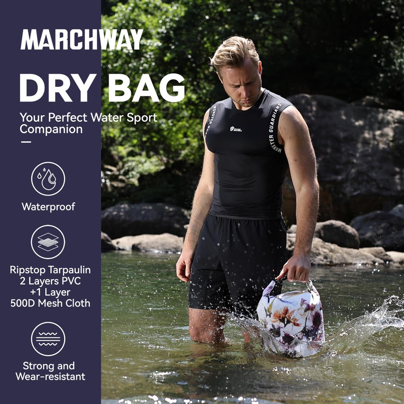 MARCHWAY Floating Waterproof Dry Bag Backpack 5L/10L/20L/30L/40L, Roll Top Sack
