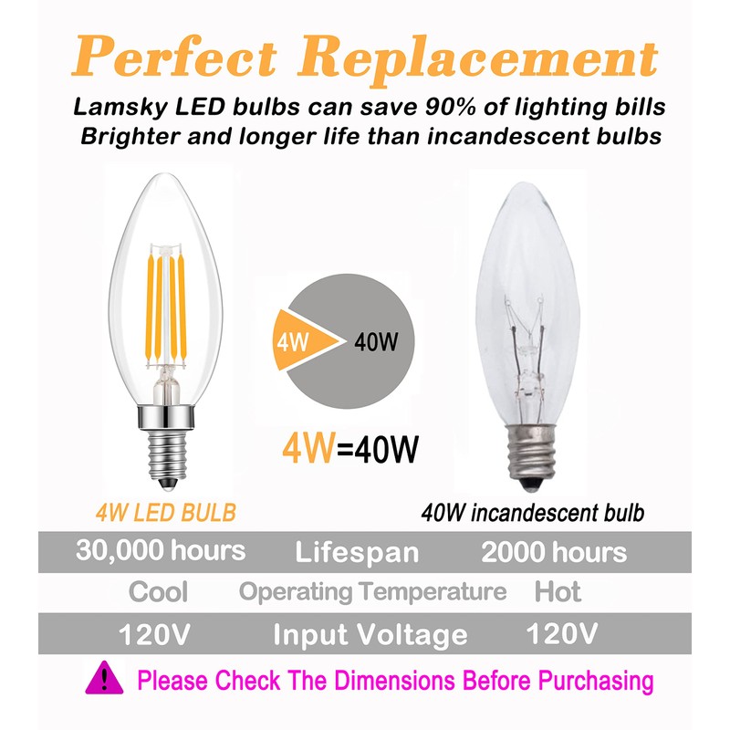 Lamsky E14 LED Bulb Dimmable,110V 400LM 40W Equivalent Warm White