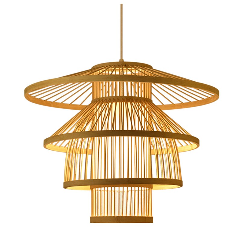 Bamboo Woven Pendant Light Imitation Sheepskin Chandelier Lantern Hanging Lamp