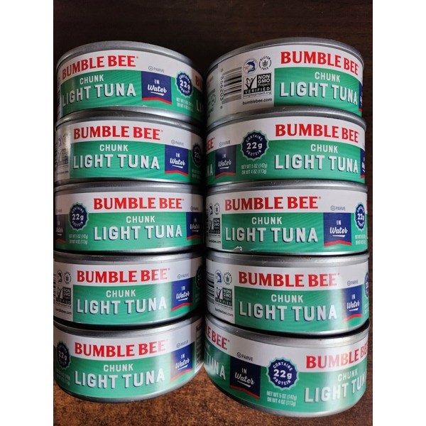 BUMBLE BEE CHUNK LIGHT TUNA IN WATER (PACK OF 10 CANS) NET WT 5 OZ EACH 01/2025