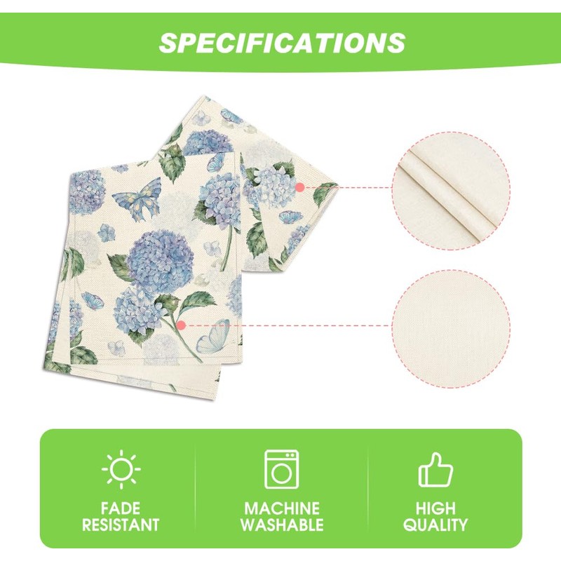 Artoid Mode Hydrangea Butterfly Summer Table Runner, Seasonal Spring Holiday