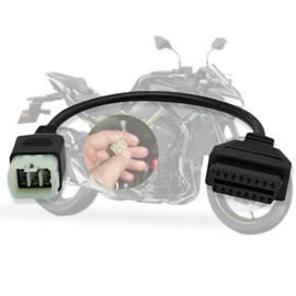 lydesor OBD Adapter Fit for Kawasaki Motorcycle 6pin to 16pin Obdii Diagnostic Tool Cable Connector,Fit for Z900RS/Z800/Z900/Z1000/ZX10R/ZX14R/H2 Motorbike,Work with ELM327 OBD2 Scanner Code Reader