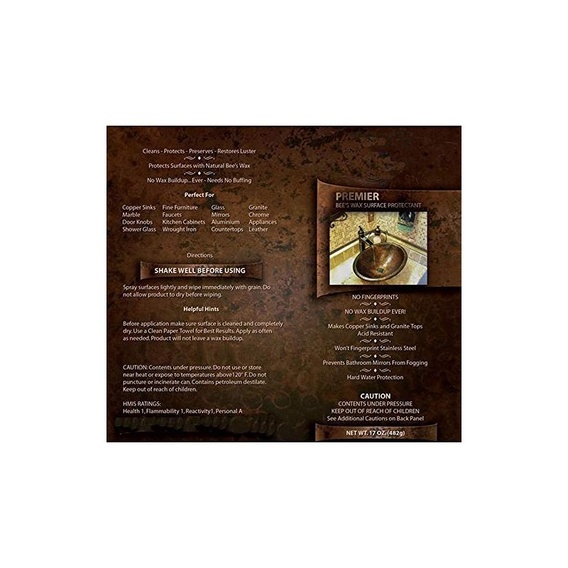 Premier Copper Products W900-WAX Copper Sink Wax Protectant, Clear