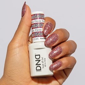 DND Gel Polish Set, Glitter Collection, UV Gel Polish and Air Dry Nail Lacquer, Matching Chip-Free Polish Duo, 903 Fiesta, 0.5 Fl Oz