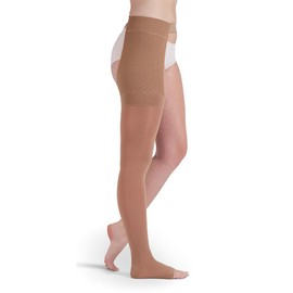 mediven Plus for Men & Women, 20-30 mmHg Thigh High Stockings, Open Toe Socks w/ Attachment