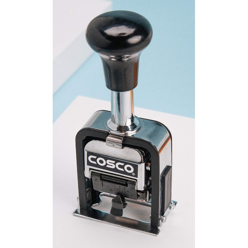 COSCO 2000PLUS Automatic Numbering Machine, 6 Wheels, Self-Inking, Black 0.75