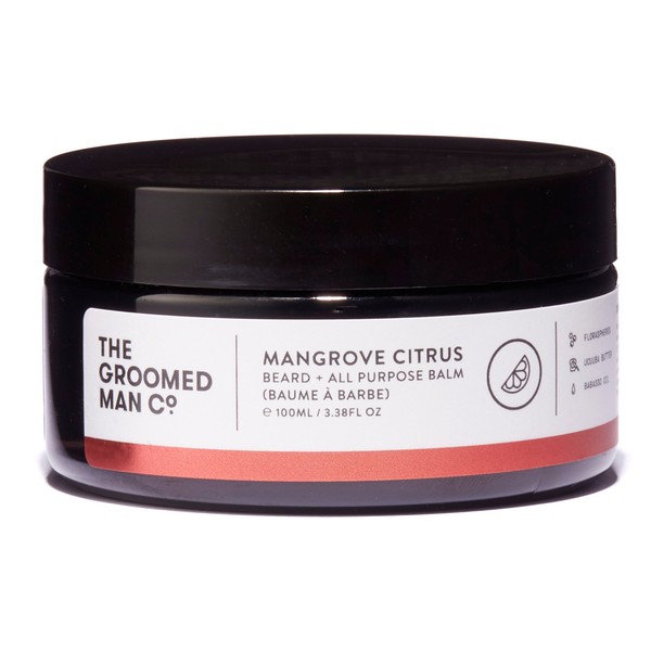 The Groomed Man Co Mangrove Citrus Scented Premium Beard Balm - Leave in Conditioner & Softener - Ucuuba Butter, Babassu Oil and All Natural Floraspheres - 3.38oz