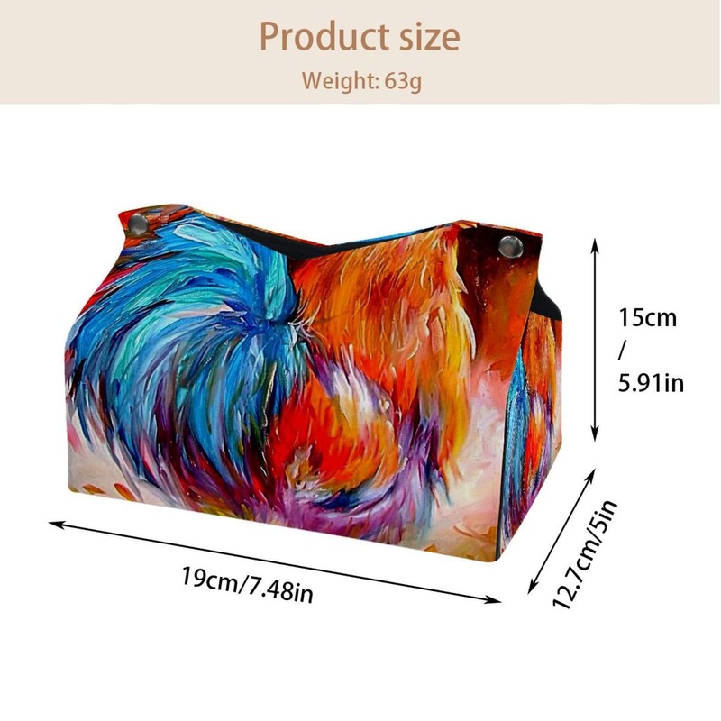 2 Pack Tissue Box Cover Holder, Red Poppies Hummingbirds Rectangle