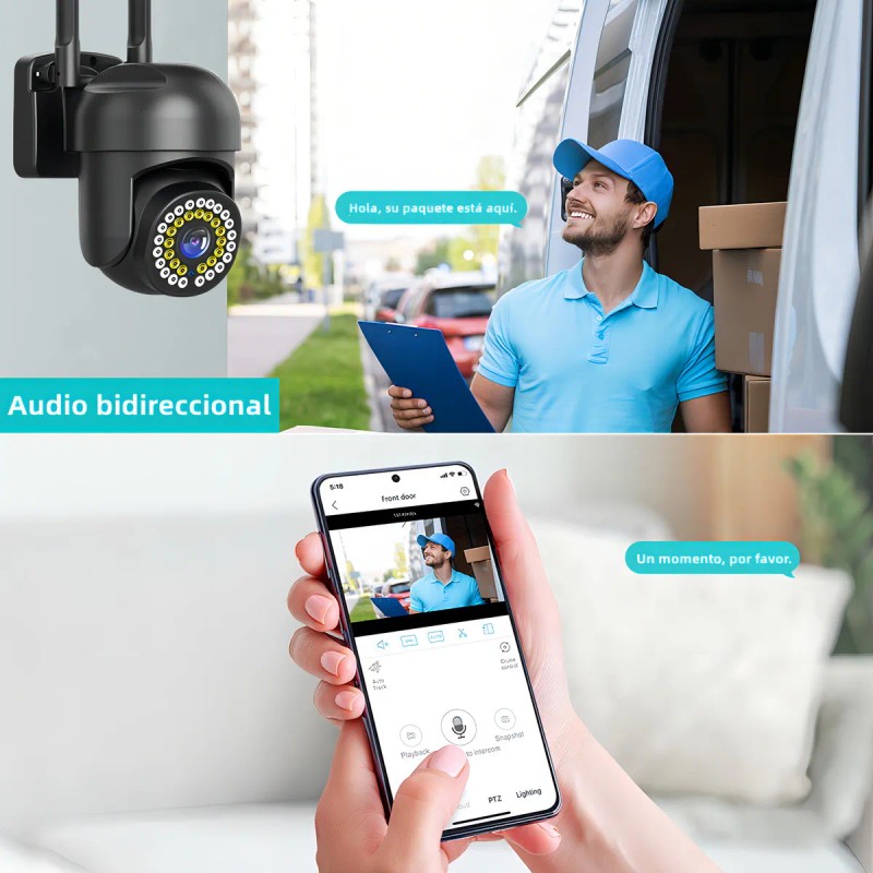 2pcs Cámara De Seguridad Exterior Wifi Foco Hd Visión Alarma