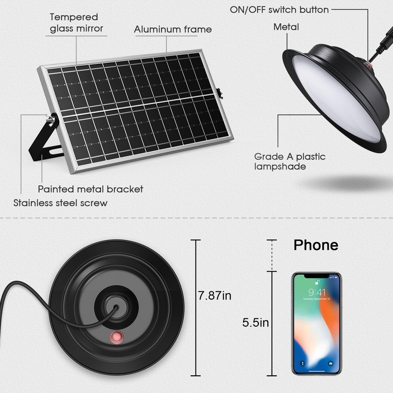 Malitupy Solar Pendant Lights Indoor Outdoor 2 Pack, Daytime Dimmable