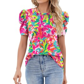 Ivicoer Womens Summer Tops 2025 Tops for Work Women 2025 Short Sleeve Tops for Women Fashion Tops for Women Trendy Boho