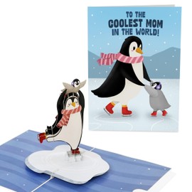Central 23 Pop Up Birthday Card For Mum - Penguin Pop Up Birthday Cards For Women - To The Coolest Mom In The World - Mom Birthday Card 3D Popup - Gifts For Mama Mummy - Comes With Fun Stickers