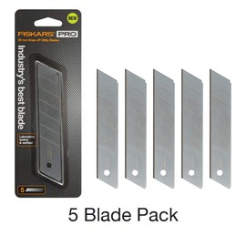 FIskars Pro Utility Knife Replacement Blades, 25mm Snap-Off Carbon Ax Blades, Pack of 5
