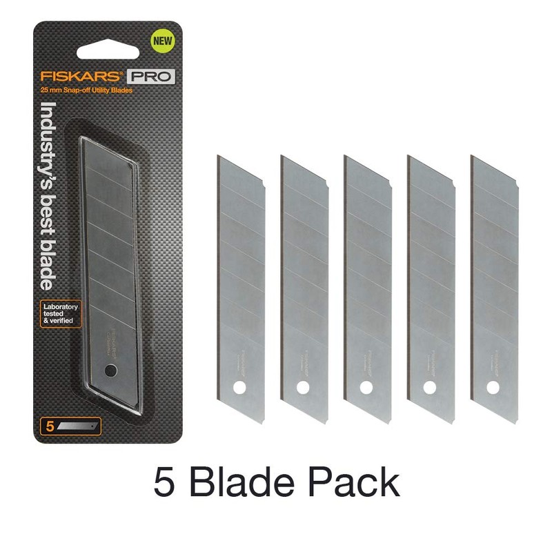 FIskars Pro Utility Knife Replacement Blades, 25mm Snap-Off Carbon Ax