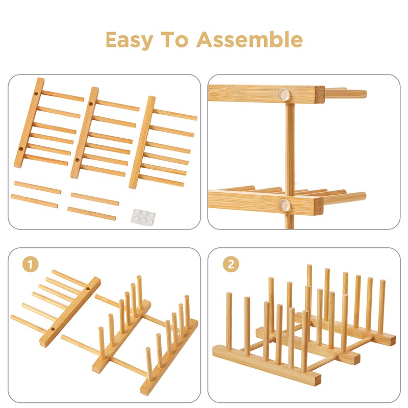 HBlife Bamboo Cutting Board Organizer, Wooden Cutting Board Holder Rack