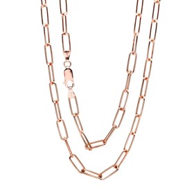 Treasure Bay Women's Necklace 925 Sterling Silver Elongated Oval Link paperclip Italian Chain Link Necklace for Ladies Girls Rose Gold Colour Length 42 45 48 50 52 55 60 65 Cm (55)