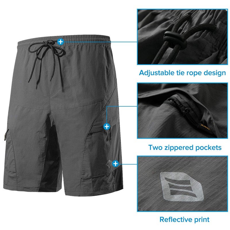Santic Pantalones cortos para bicicleta de montaña con acolchado 3D