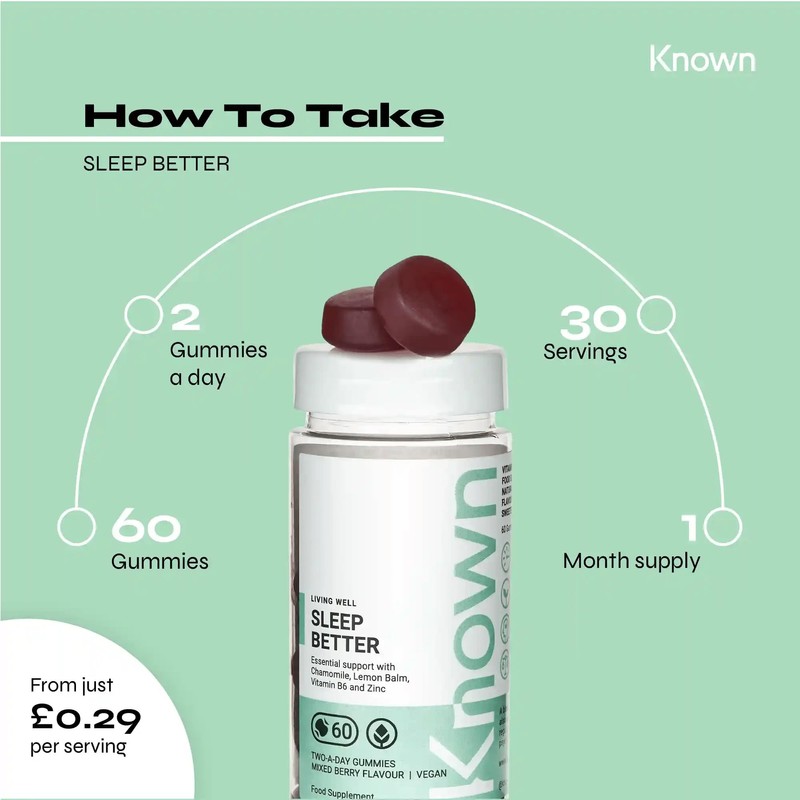 Vegan Sleep Better Mixed Berry Flavoured Gummies by Known Nutrition