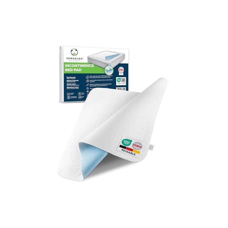 Sensalou Waterproof Bed Pad Reusable 75x90 cm - Washable Incontinence