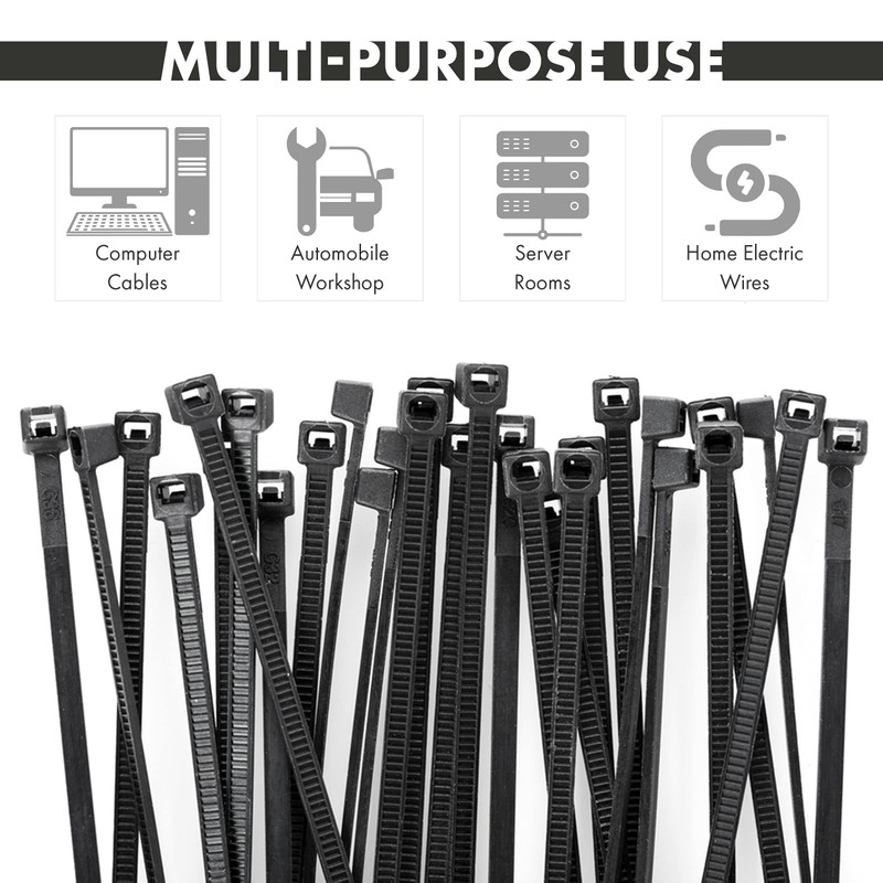 KafTon Pack of 100 Black Cable Zip Ties,UL Nylon, Perfect