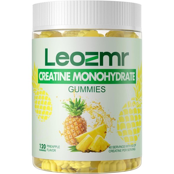 Leozmr Creatine Monohydrate Gummies 5000mg for Men & Women Pineapple