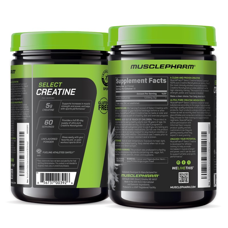 MusclePharm Creatine Monohydrate Powder, Pre Workout Muscle Builder & Post