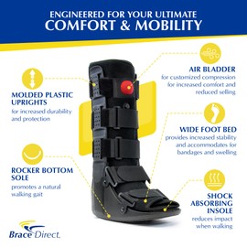 Brace Direct Tall Air CAM Walker Fracture Boot Aircast Boot for Foot & Ankle Injuries, Fractures & Surgery (X-Large - US Shoe Men 13+ / Women 14+)