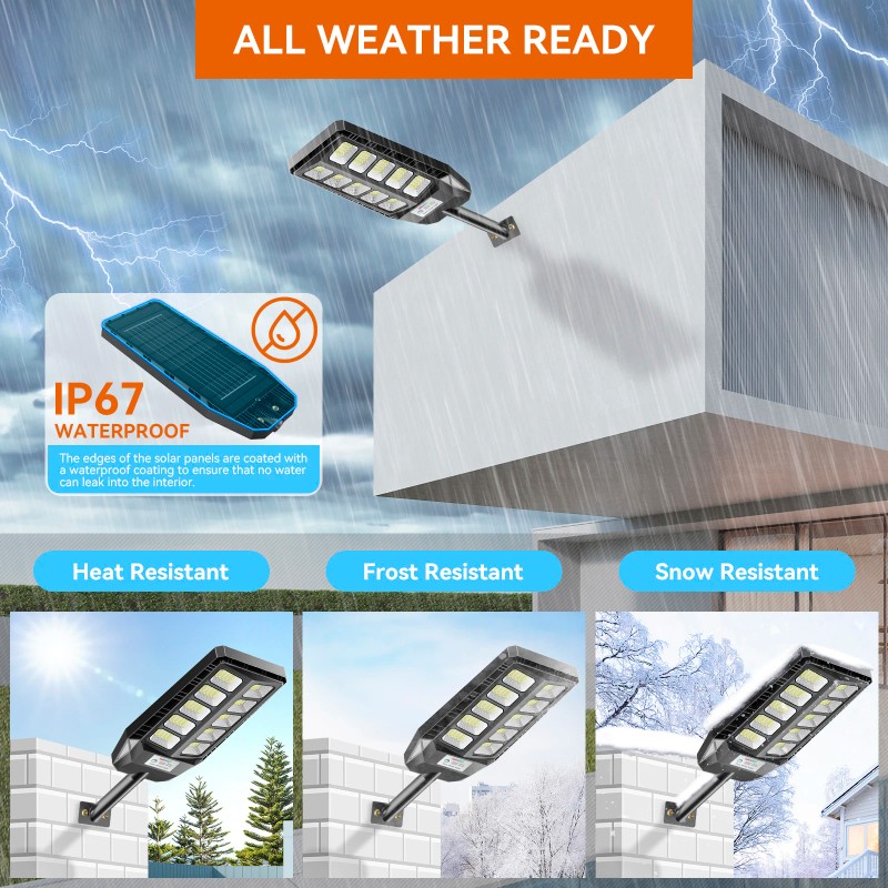 Solar Powered High Quality Security Light 130LM/W Remote Dimmable Street