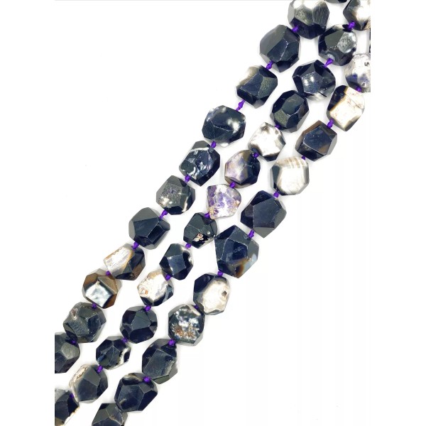 Black Stripe Agate With Purple Matrix Faceted Chunk Size 15-25mm
