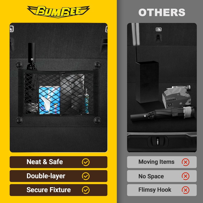 BUMBEE Mesh Cargo Net, Envelope Netting, Elastic Pocket Pouch Bungee