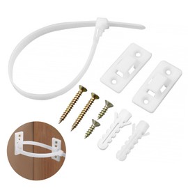 Furniture Straps (10 Pack) Baby Proofing Anti Tip FurnitureAnchors Kit,Adjustable Anti-Tip Furniture Straps- Home Wall Anchors for Dogs,Cabinet, Bed,Shelf,etc.(with Screws,White)