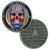 Rainbow Skull 17 Year Sobriety Coin, Grateful I'm Alive AA
