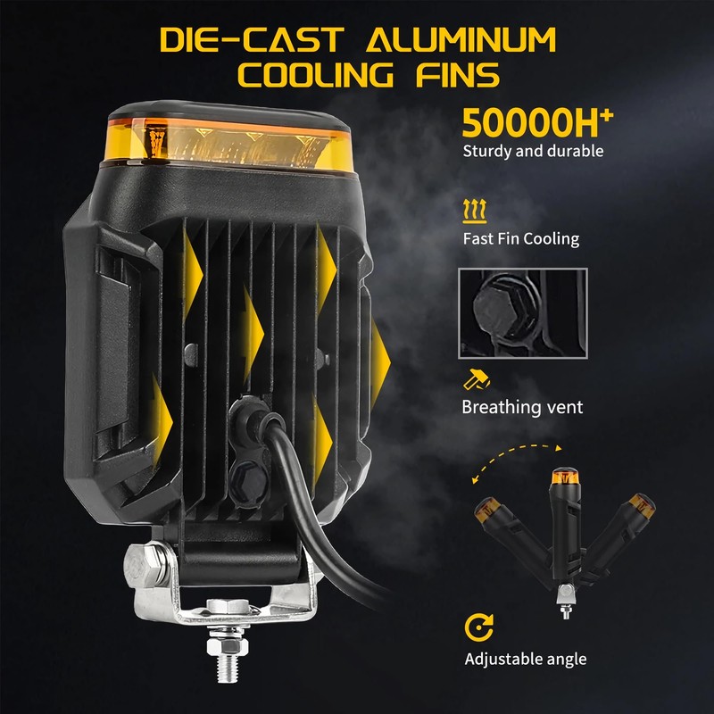 Adzoon 4 inch Strobe Lights for Trucks, Amber Warning Flashing