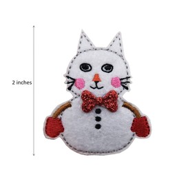 ReelFun Snowman Cat Winter Christmas Embroidered Iron On Patch Christmas Gift