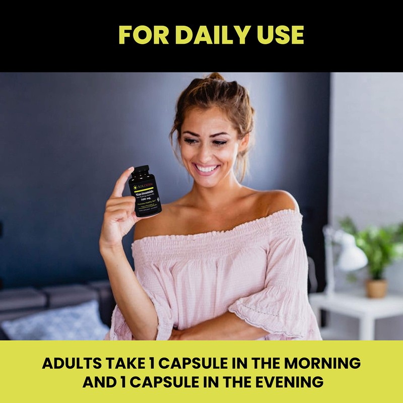 SOLDERM Niacinamide 500mg Non-Flushing | Vitamin B3 | Vegetarian, Gluten-Free