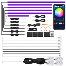 Acrylic Interior Car LED Strip Light with Wireless APP, RGB 18 in 1 with 175 inches 612 LEDs Fiber Optic Strip Lights for Car, Music Sync Neon Automobile Ambient Lighting Kits