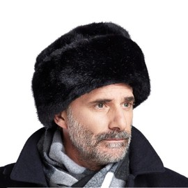 HKSICHENGKEJI Men Winter Trapper Hat Faux Mink Fur Trooper Hat Russian Ushanka Cossack Furry Hunting Hat Dad Hat Outdoor Skiing Snow Cap