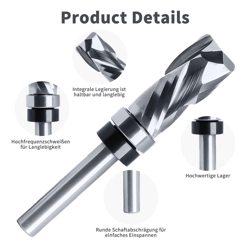 ESTVIIG Spiral Flush Cutter 8 mm Shank, Up Down Cut,