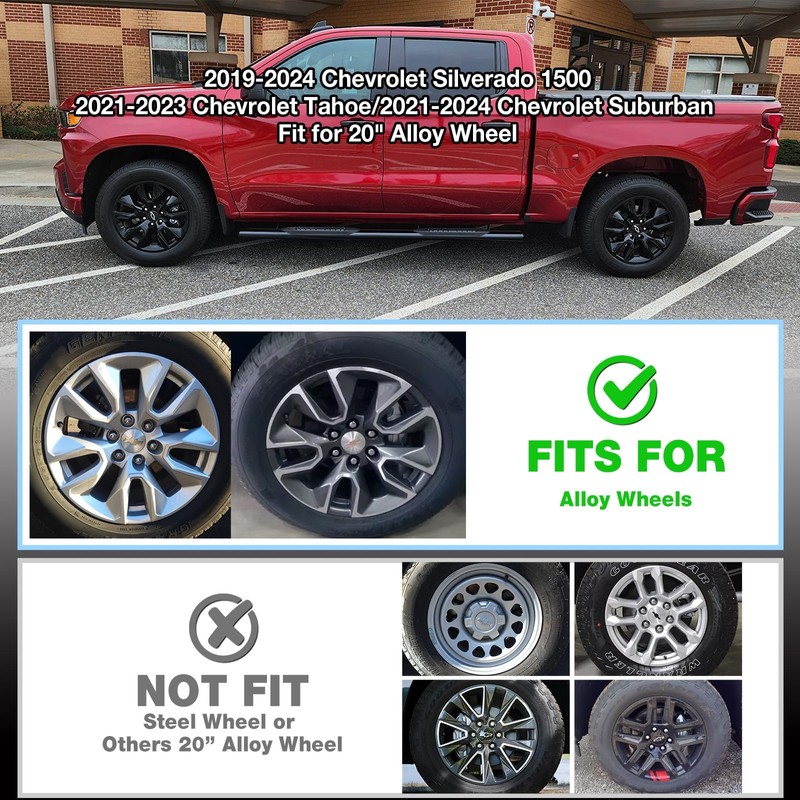 TULALUX Wheel Skins Compatible with Chey Silverado 1500; Tahoe; Suburban