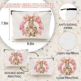 Coquette Pink Bow Bunny Makeup Bag, Coquette Girl Gift, pink06, Pink Bow06