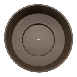 The HC Companies 8 Inch Round Plastic Capri Bowl Decorative Indoor Flower Succulent Planter Pot with Drain Plug Hole, Artisan Taupe with Copper Bottom Color (2 Pack)