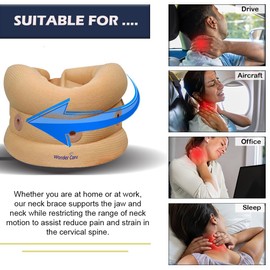 Wonder Care Soft Cervical Collar Adjustable Collar Neck Support Brace Neck Support Soft Neck Collar Neck Brace for Neck Pain and Support for Women & Men (Beige, Medium, 3.5" Depth)