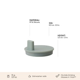 Design Letters Drink lid for baby and kids Personal Drinking Glass in tritan (Green) - BPA-free, BPS-free and EA-free, matt colored lid with silicone ring, Dishwasher safe, 14 g