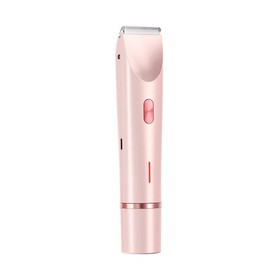Bikini Trimmer for Women, Electric Shaver and Razor Rechargeable 2-in-1 Body and Facial Epilator, Dual Heads for Painless Trimming of Pubic Hair, Face, Underarms and Legs, Summer Gift:_Pink