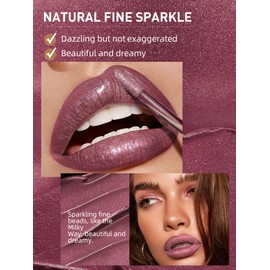 Easilydays Glitter Liquid Lip Gloss, Matte Metallic Diamond Shimmer Lipstick Glossier Lip Gloss, Waterproof Long Lasting Bold Nonstick Moisturizing Shimmer Lip Glaze Makeup, for Women and Girls (#01)